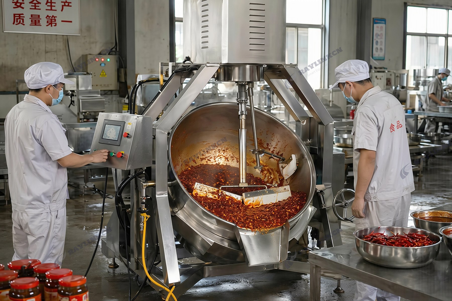 planetary mixer cooking chili sauce