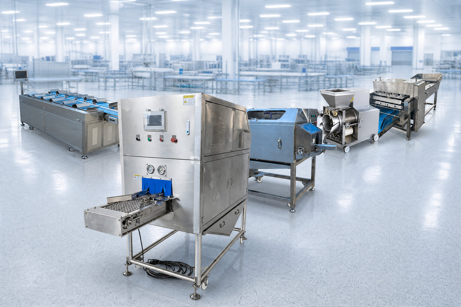 RayLink complete fish processing line — descaling, filleting, meat separating and weight grading machines