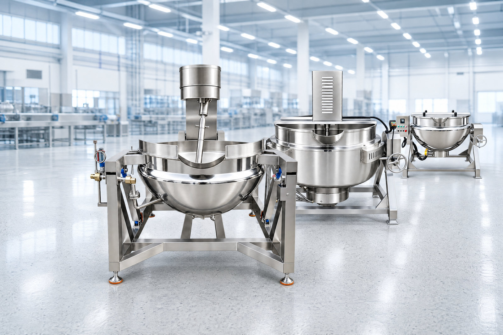 RayLink industrial cooking equipment — automatic planetary cooker and gas and electric jacketed kettles